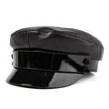Men's Women Flat Top Genuine Leather Biker Cap with Chain, Black Leather ,Fashion - Walmart.com