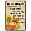 Metal Tin Sign Hive Rules Bee Happy Retro Vintage Funny Wall Decor Art Mural Hanging Iron Painting for Home Garden Bar Pub Kitchen Living Room Office Garage Poster Plaque 8 x 12inch for DIY - Walmart.com