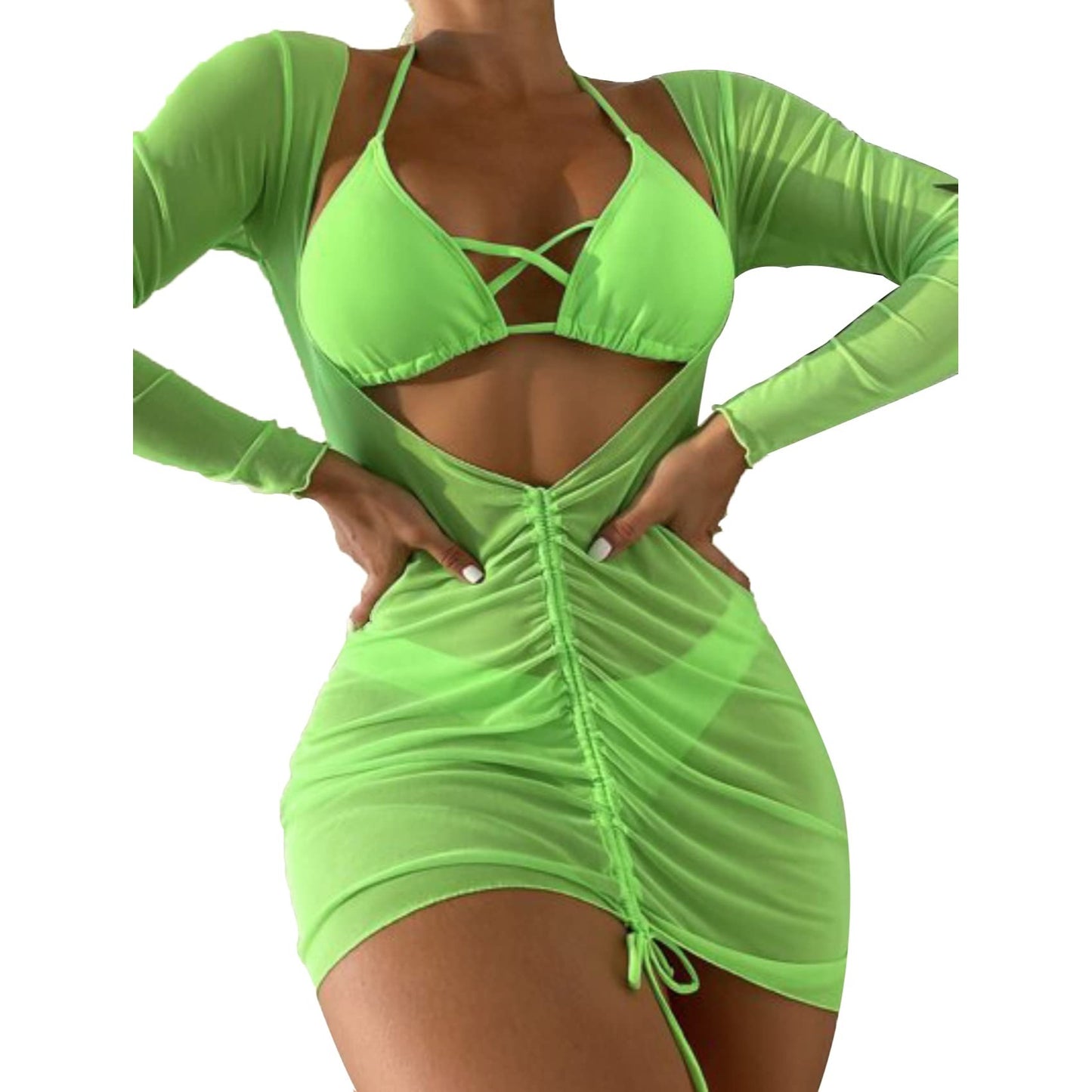 Mesh Neon Green  Bikini Only no cover