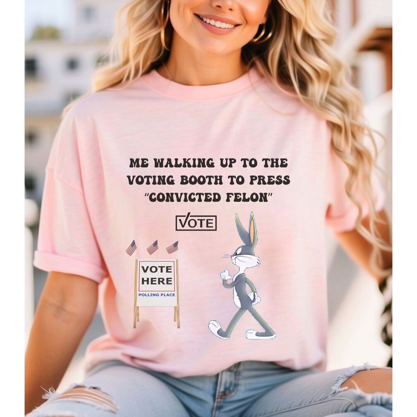 Fun 2024 Election Voting For A Felon T Shirt