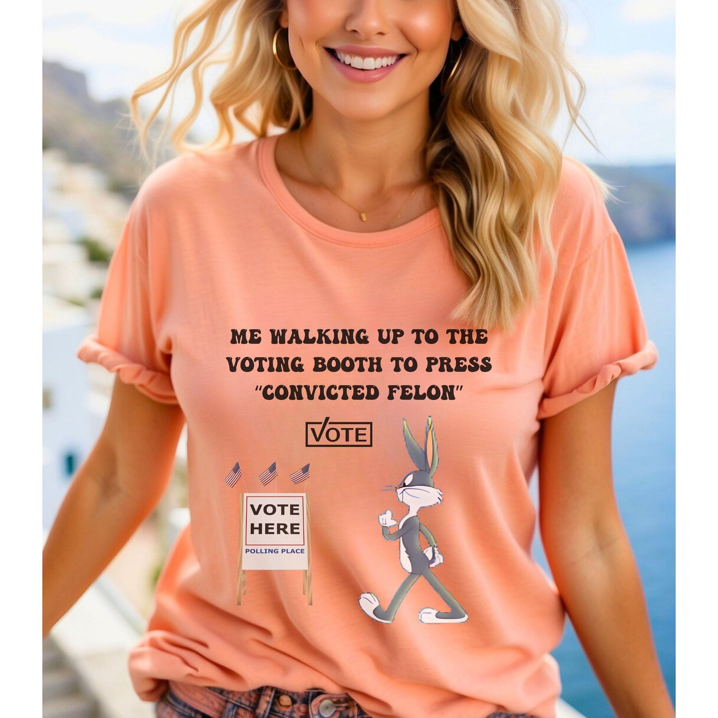 Fun 2024 Election Voting For A Felon T Shirt