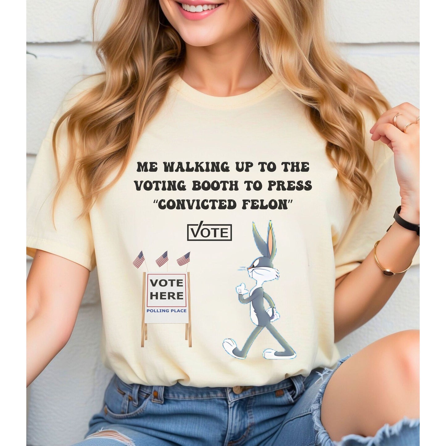 Fun 2024 Election Voting For A Felon T Shirt