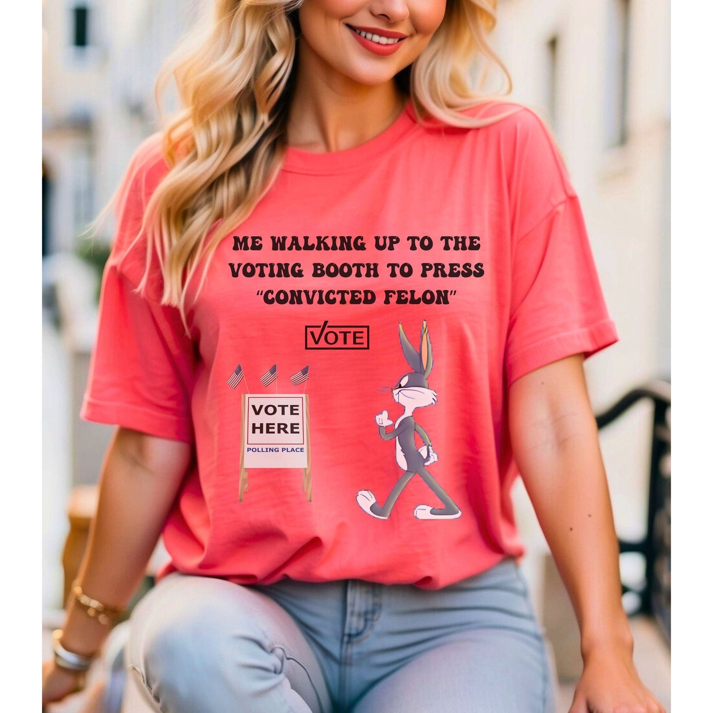 Fun 2024 Election Voting For A Felon T Shirt