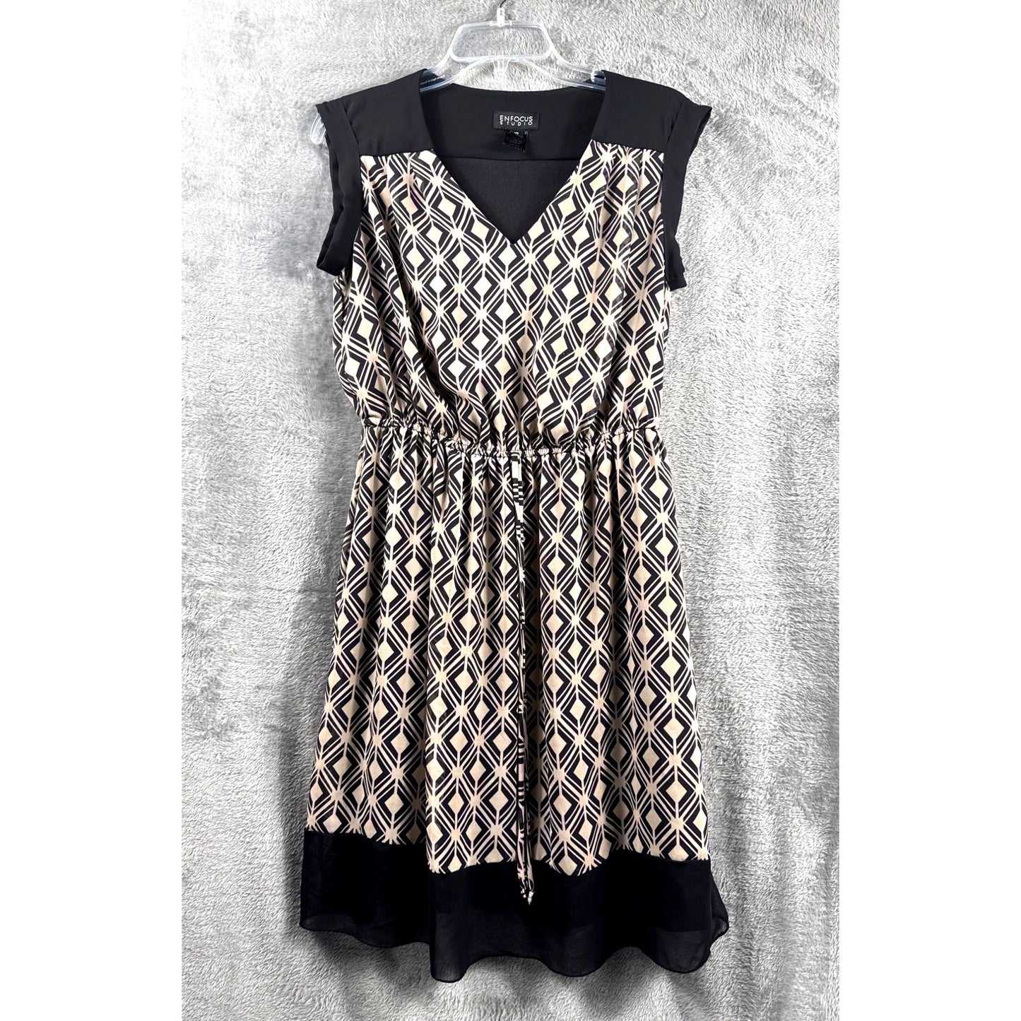 En Focus Studio Womens Geometric Patterned Dress Black & Beige Size 10