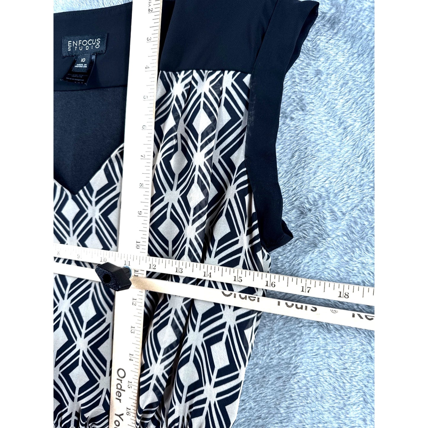 En Focus Studio Womens Geometric Patterned Dress Black & Beige Size 10