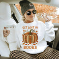 Women's Get Lost in Books Pumpkin Sweatshirt - Fall Book Lover Pullover, Cozy Autumn Gift for Her
