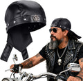 PU Leather Biker Skull Cap Classic Fashion Leather Biker Hat, Gothic Leather Bandana Unisex Motorcycle Cap, Fits 18-23inch - Walmart.com
