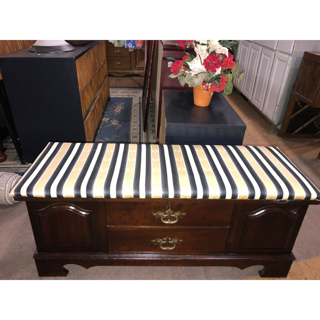 Lane Cedar Chest, Stripped Cushion, Vintage Storage Trunk