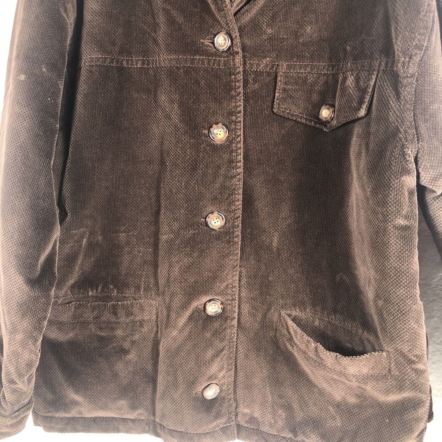 Saint Johns Bay Authentic Woman's Brown Corduroy Button Up Coat Adult Medium