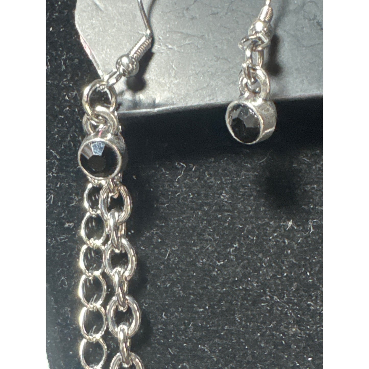 Paparazzi Silver & Black Faceted Stone Necklace & Earrings Set