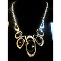 Paparazzi Silver & Black Faceted Stone Necklace & Earrings Set