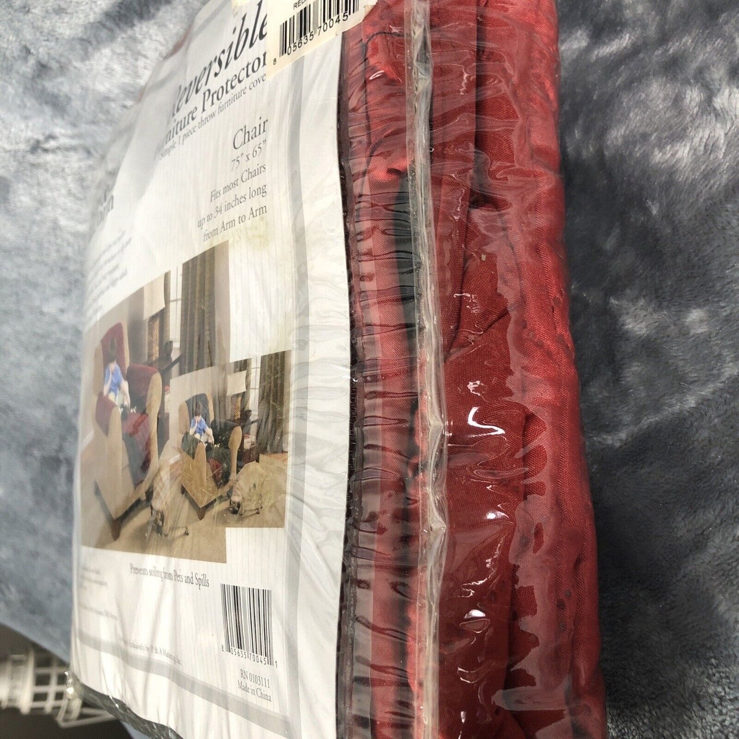 Home & Dorm Reversible Furniture Protector For Chairs 75" X 65" Red Quilted Microfiber Cover