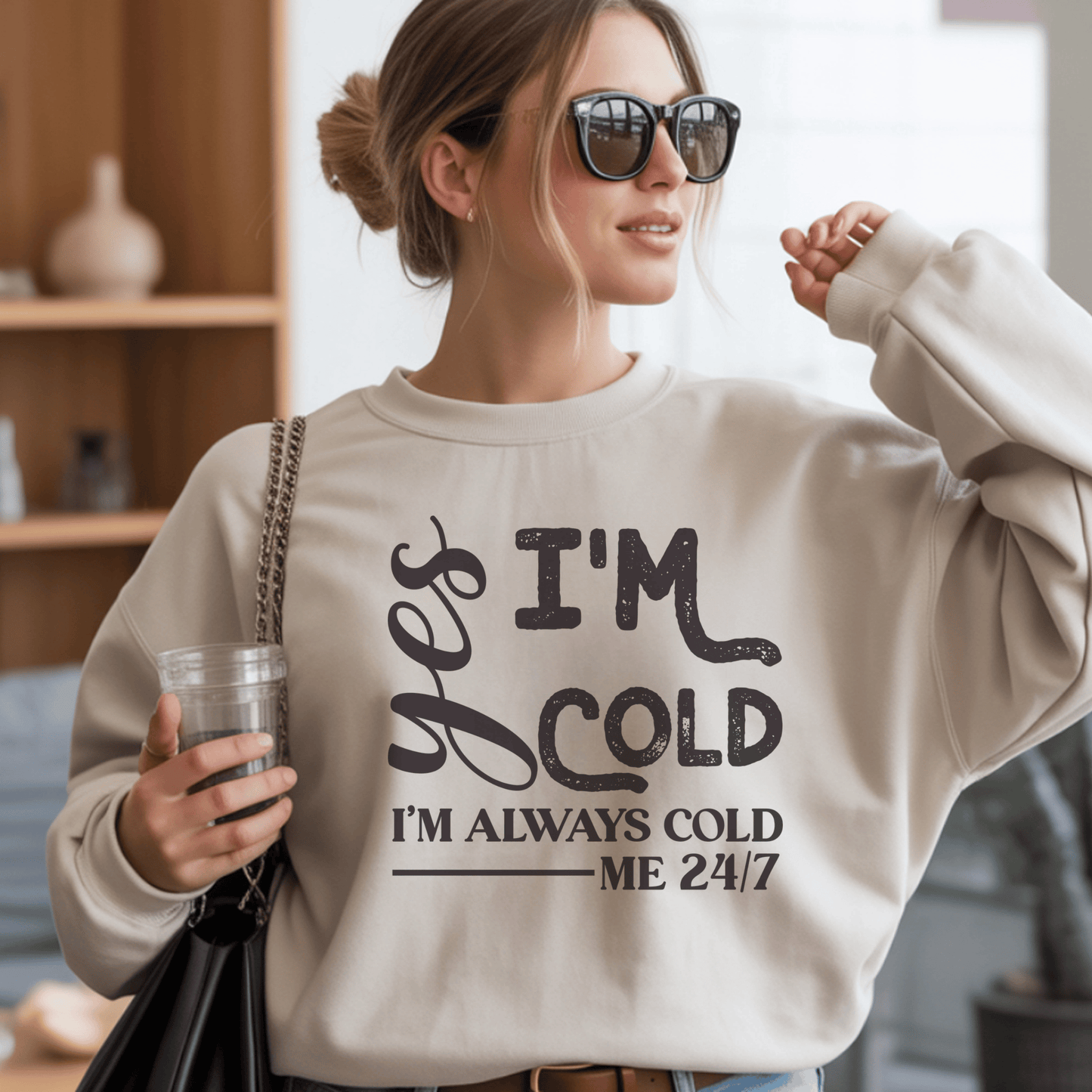 Funny Sweatshirt for Cold People, Gift for Friends, Cozy Unisex Crewneck, Humorous Apparel, Warm Winter Wear, Casual Comfort