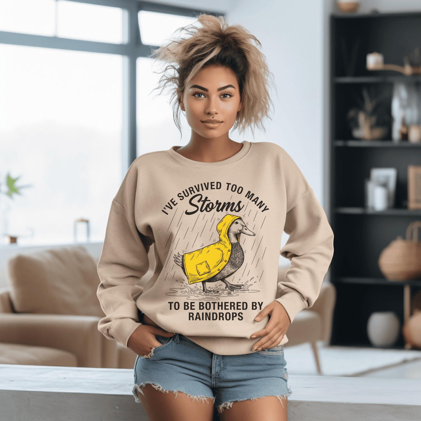 I’ve Survived Too Many Storms Sweatshirt, Inspirational Quote Crewneck, Resilience Mindset Pullover, Unisex Cozy Sweatshirt, Strength Gift