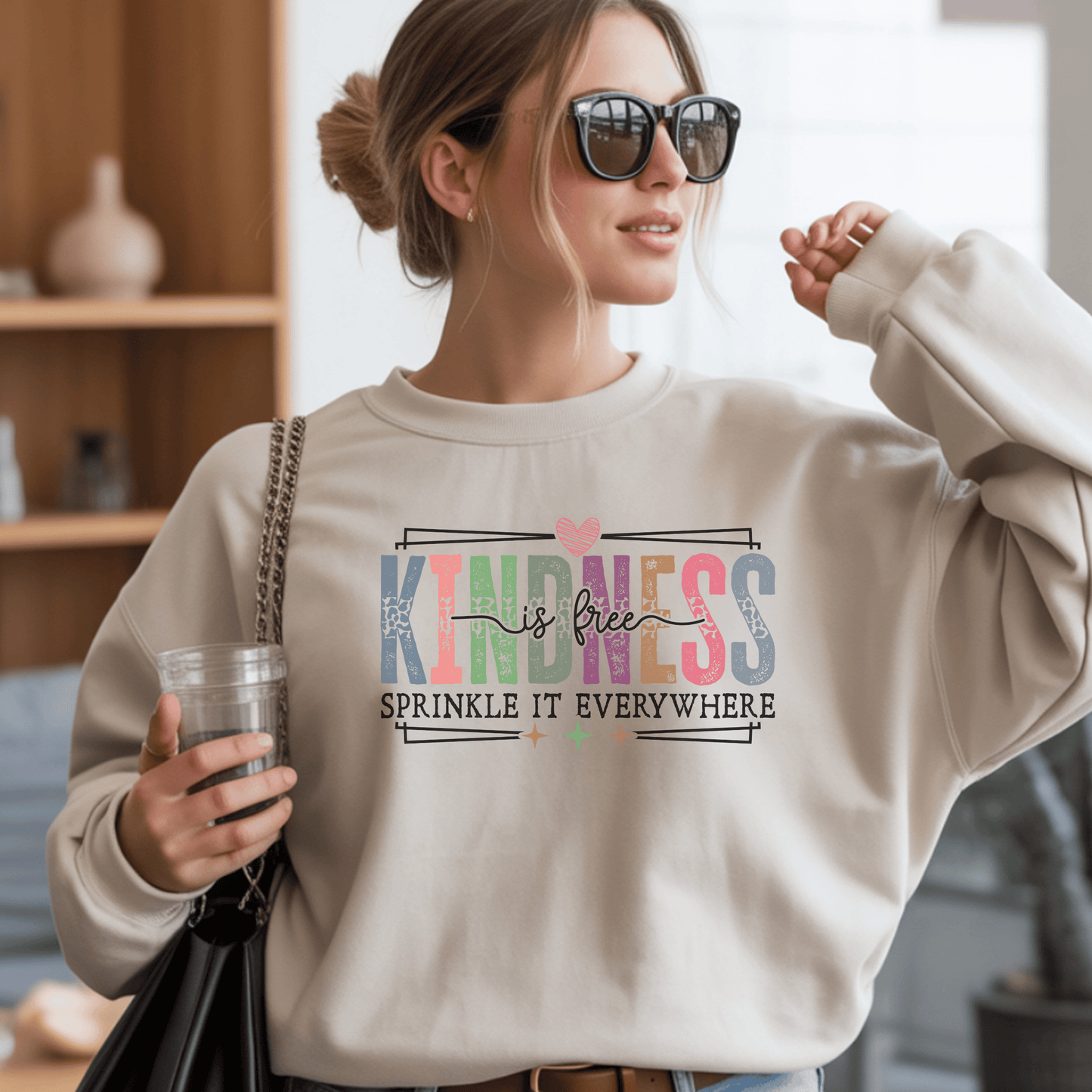 Kindness Sweatshirt, Motivational Crewneck, Inspirational Gift, Unisex Cotton Blend Pullover, Custom Apparel, Heart Design
