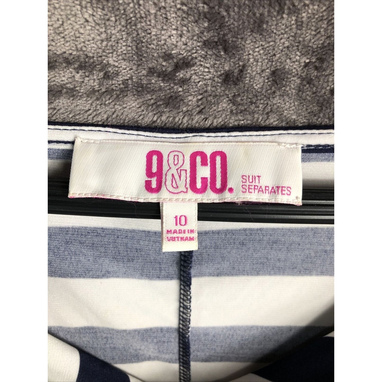 9&Co. Woman's Dress Navy Blue Stripe Bow Tie On Side Size 10