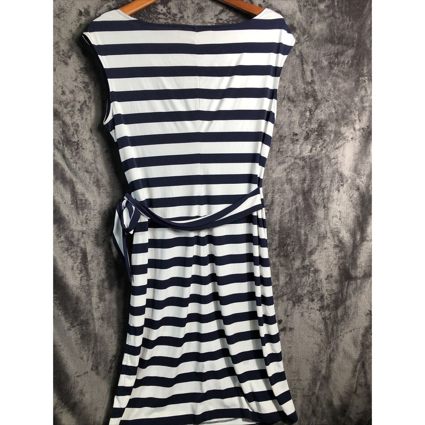 9&Co. Woman's Dress Navy Blue Stripe Bow Tie On Side Size 10