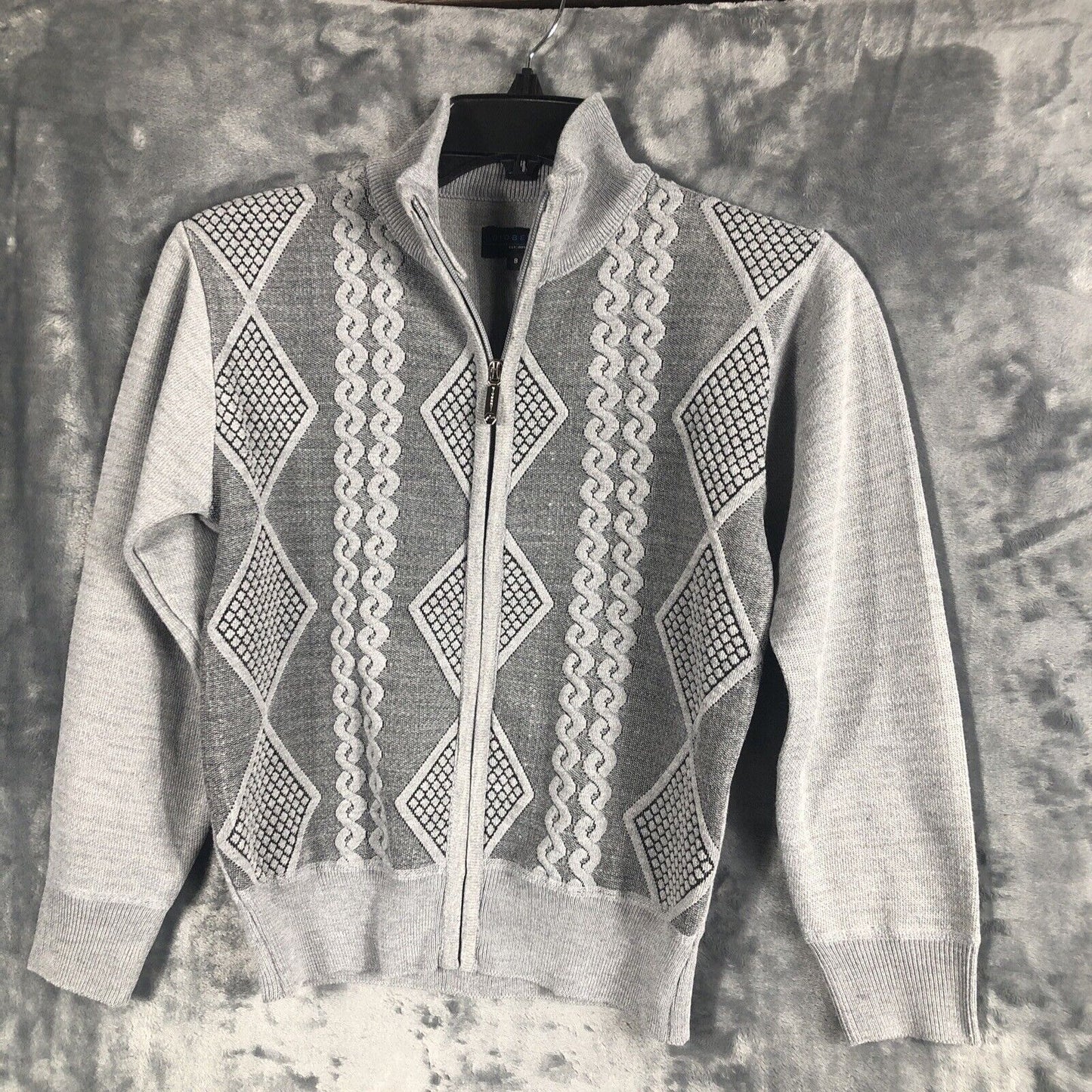 Gioberti Kids and Boys Full Zip Lightweight Geometric Design Cardigan Sweater