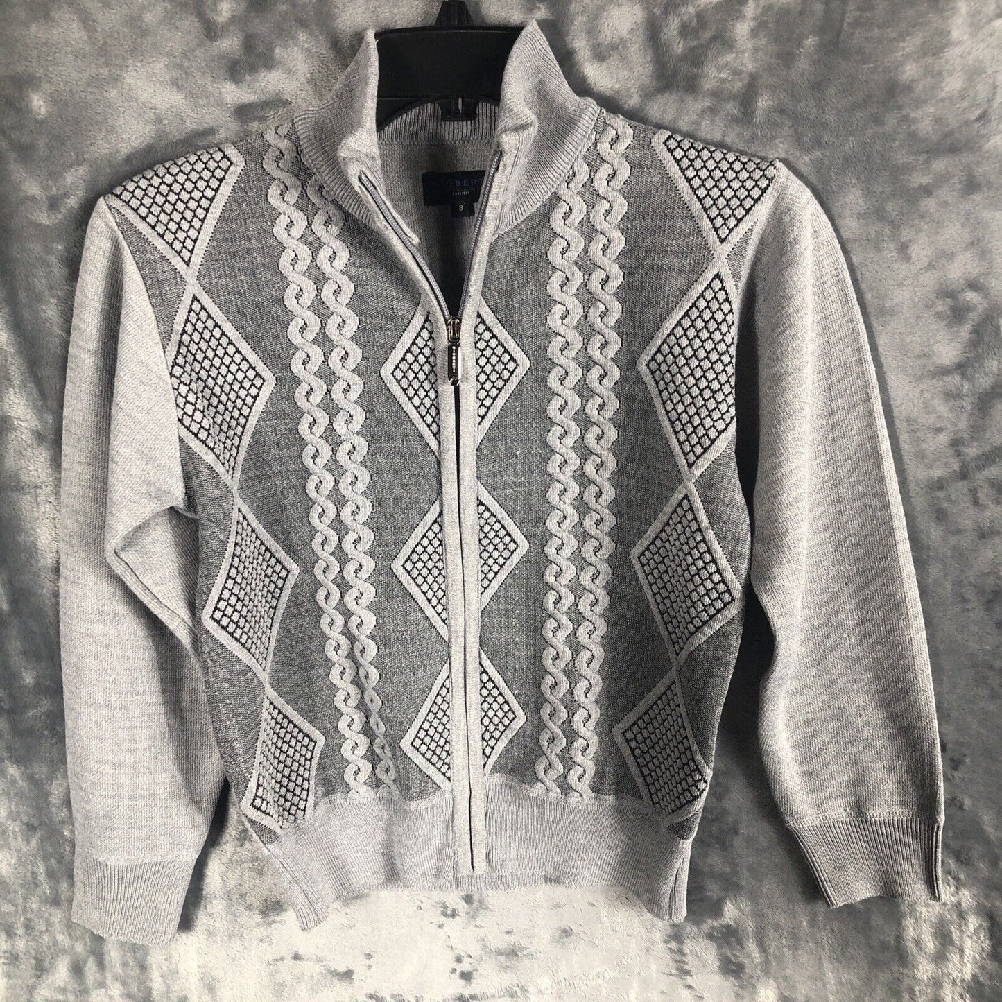 Gioberti Kids and Boys Full Zip Lightweight Geometric Design Cardigan Sweater