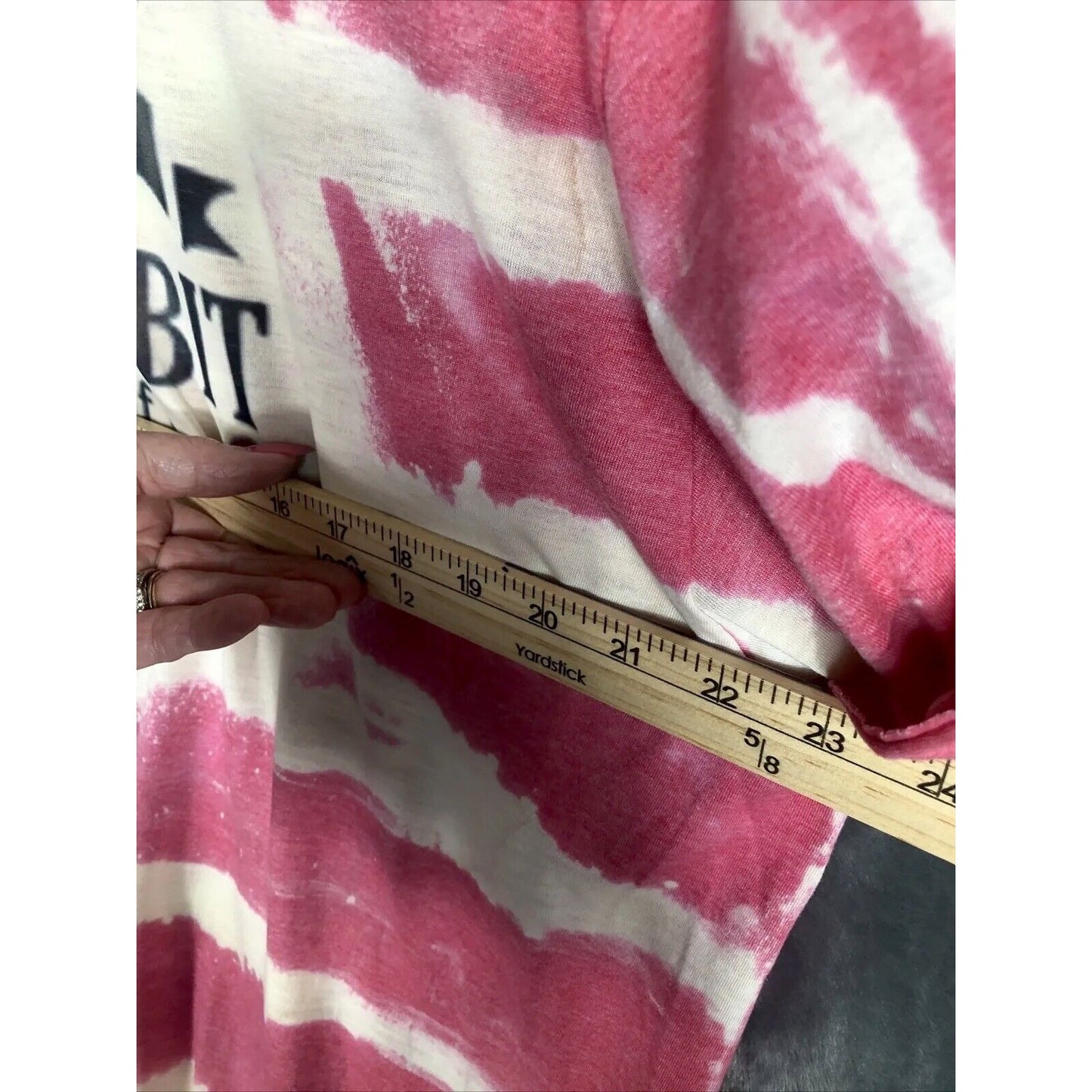 Bougie With A Little Bit Of Hood Tie-Dye Graphic T-Shirt Pink & White Rolled Sleeves Womens Casual Top