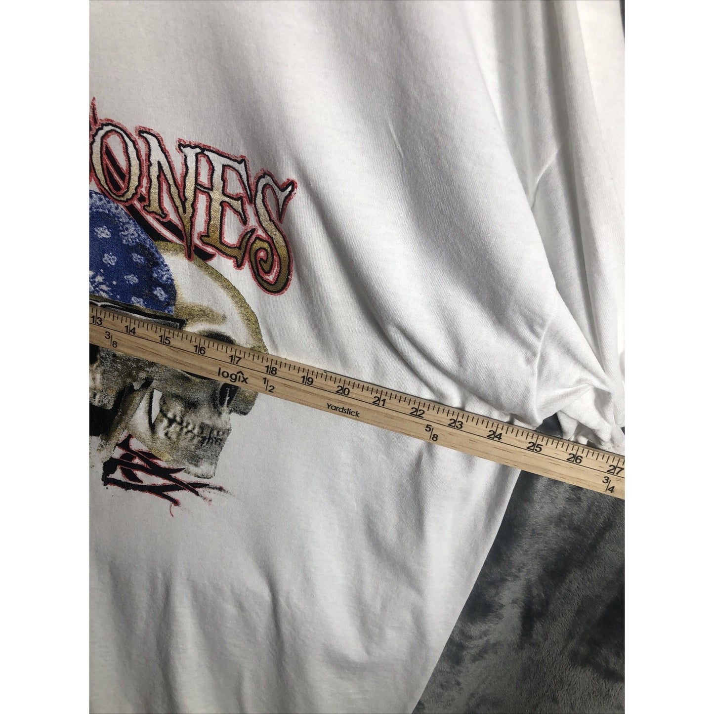 Men’s Skull  T-Shirt Bad To The Bone Shirt Size Adult 2X Large White