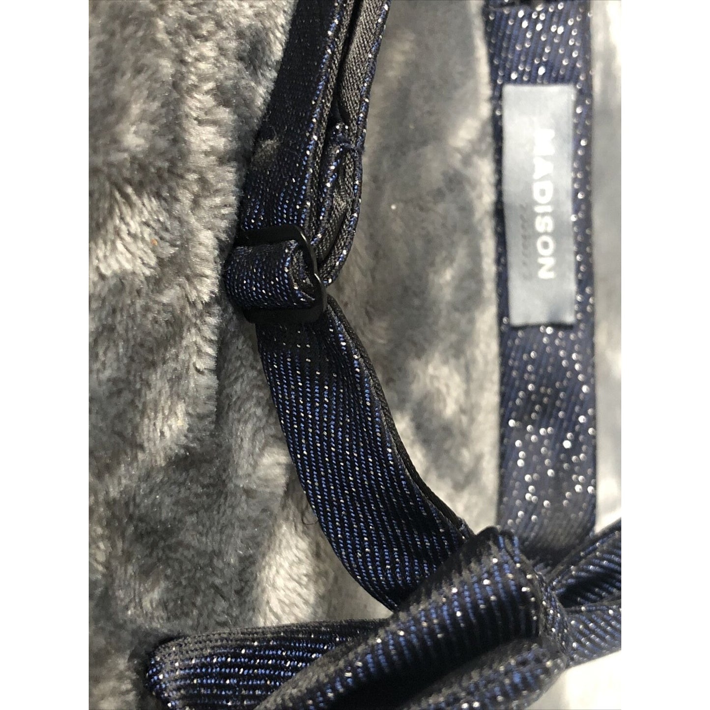 Madison Couture Mens Adjustable Navy & Silver Polka Dot Bow Tie