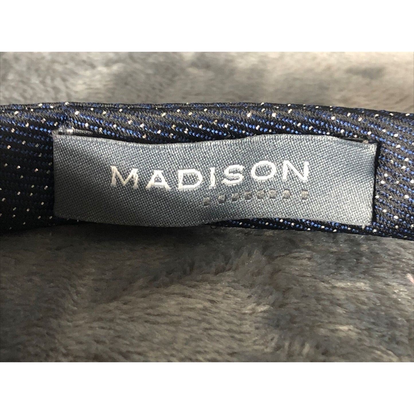 Madison Couture Mens Adjustable Navy & Silver Polka Dot Bow Tie