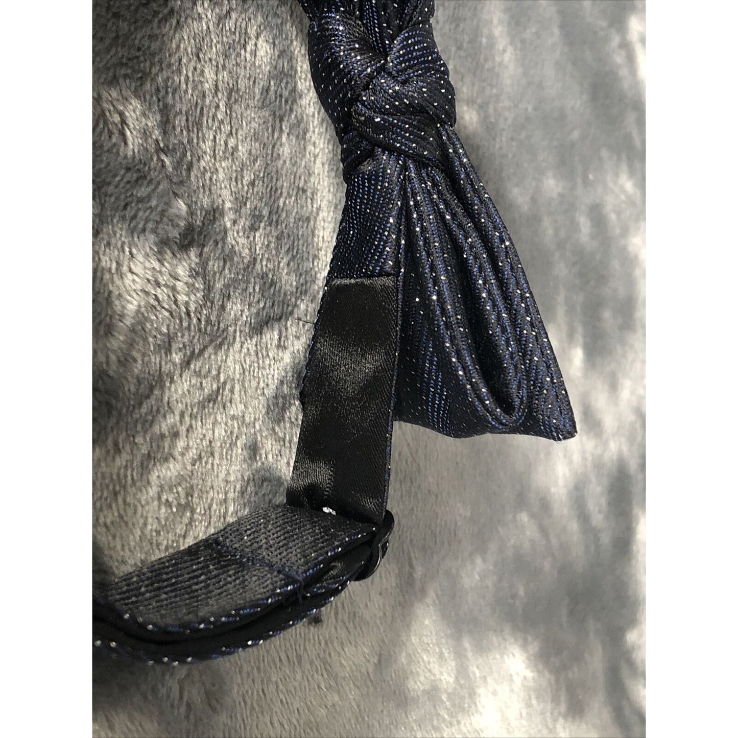Madison Couture Mens Adjustable Navy & Silver Polka Dot Bow Tie