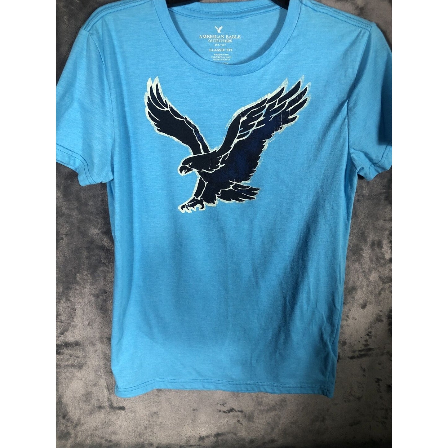 American Eagles T-Shirt Large Eagle Size Petite Small Blue