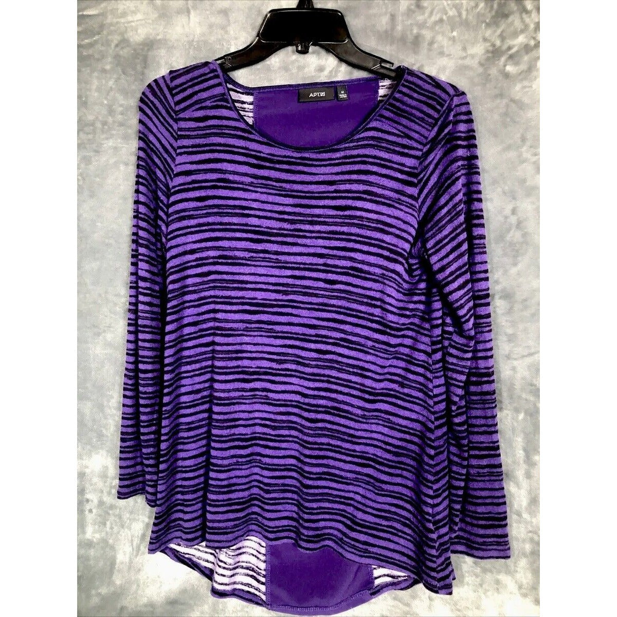 APT 9 Tops Purple/Black Striped Women’s Long Sleeved Shirt Adult Size Medium