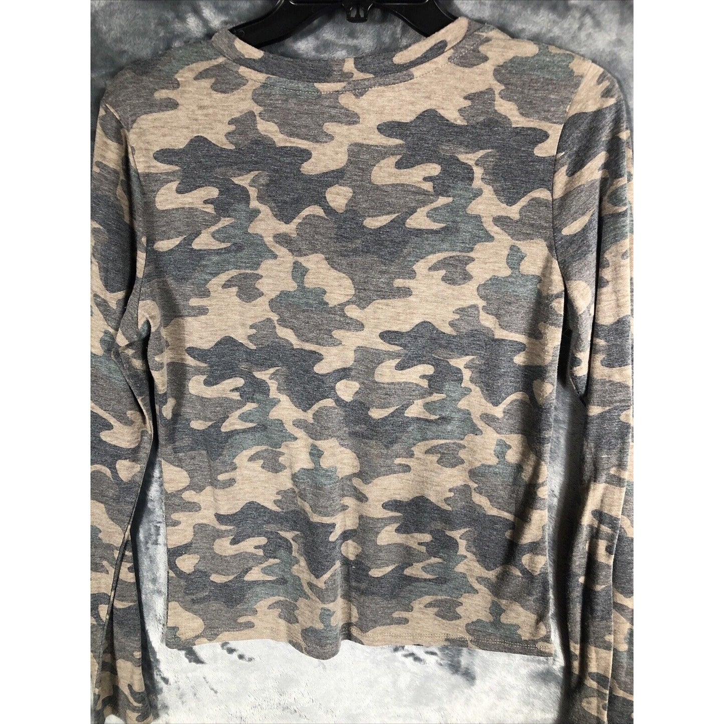 Tresics Top Camouflage Shirt Woman’s V-neck Long Sleeve Tee Shirt Adult Large