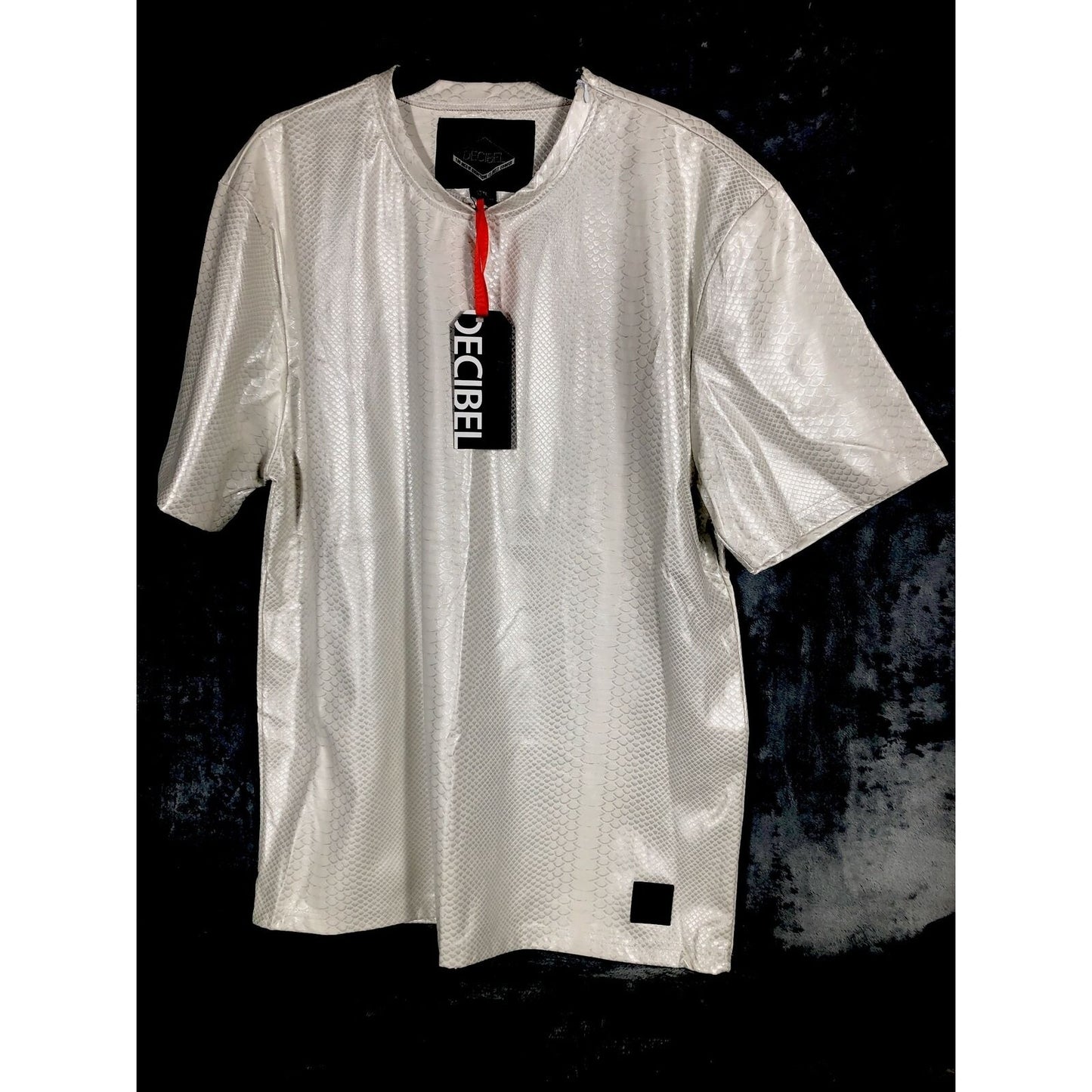 Decibel Mens Shirt Ivory Fish Scale   Casual Wear/Streetwear Size Adult 2x Large