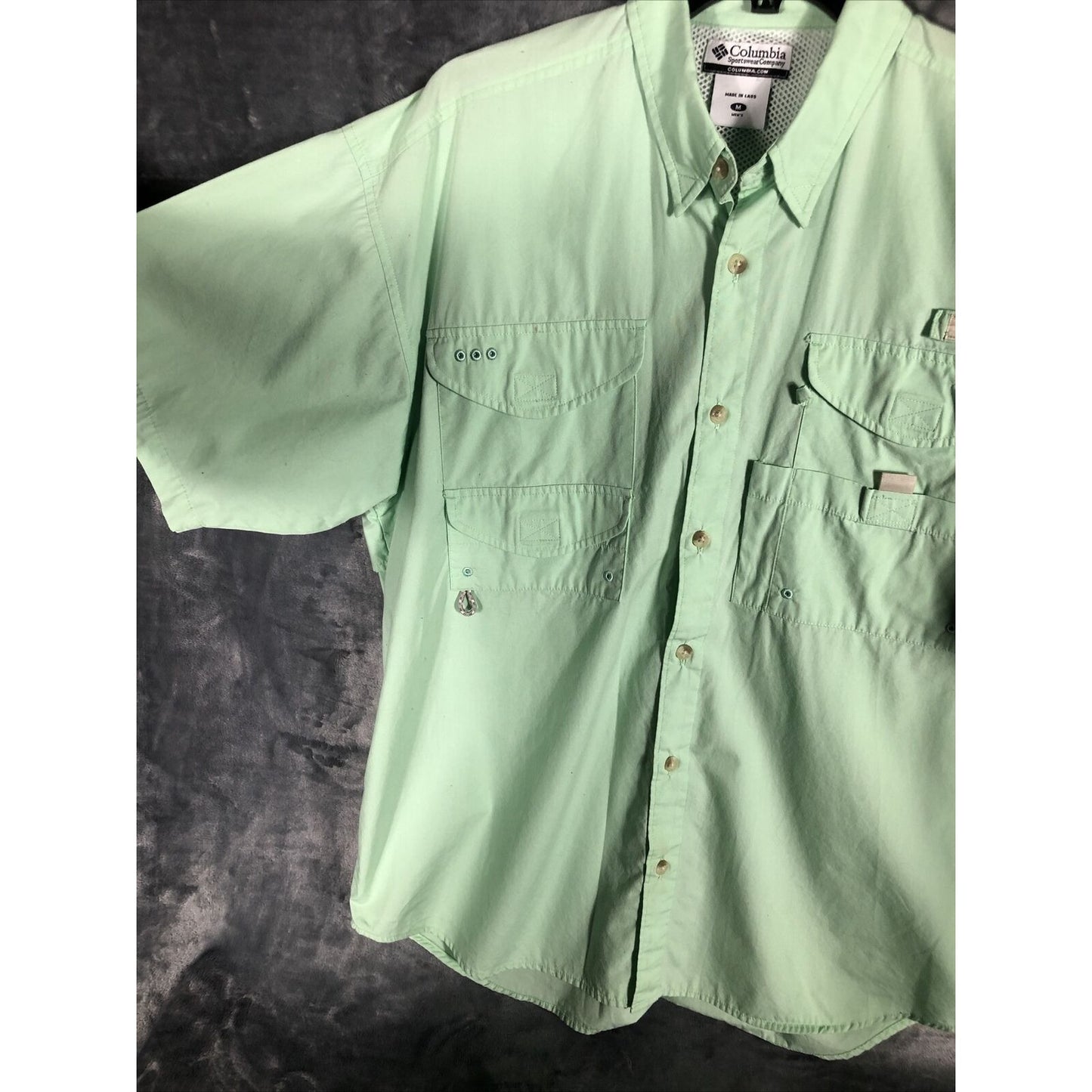 Columbia Sportswear Men’s Fishing Shirt Button Up Light Green Size Adult Medium