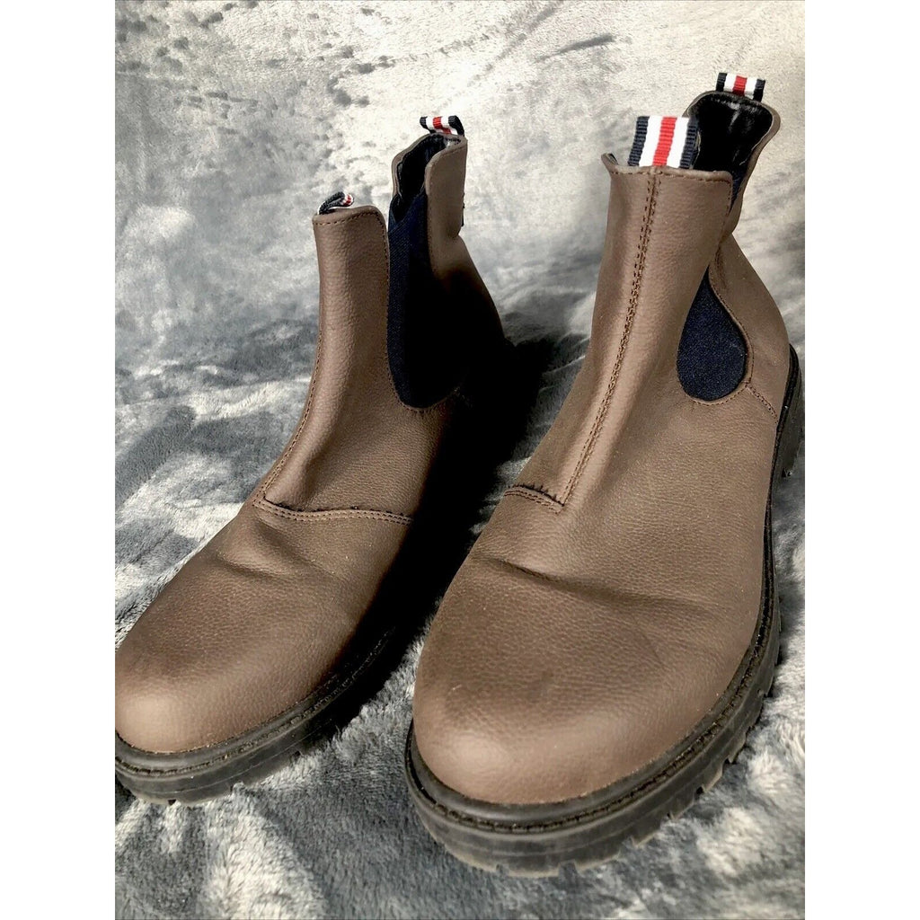 Chelsea Boots Men's Brown Suede Ankle Block Shoes Pull On Size 6 1/2