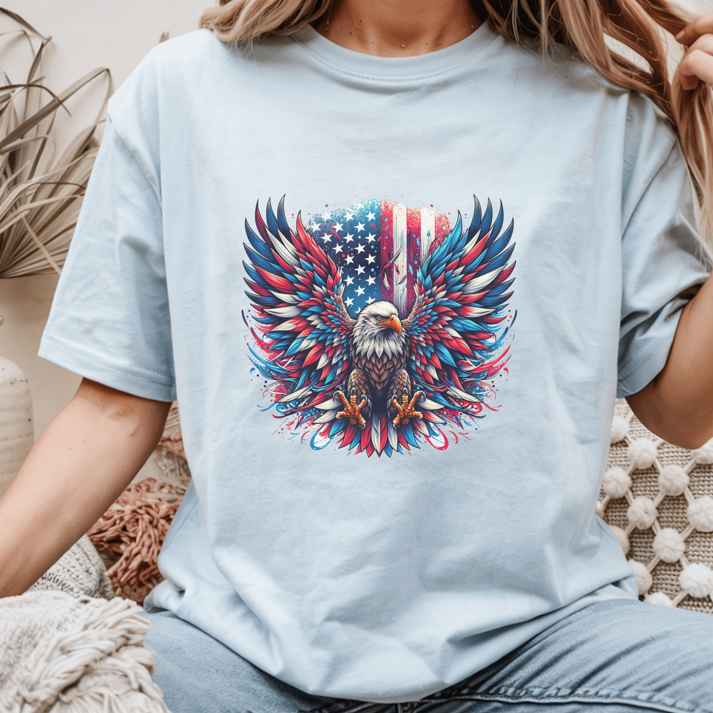 Patriotic Eagle T-Shirt, American Flag Graphic Tee, 4th of July Shirt, USA Pride Apparel, Bald Eagle Design, Men's Women's Clothing
