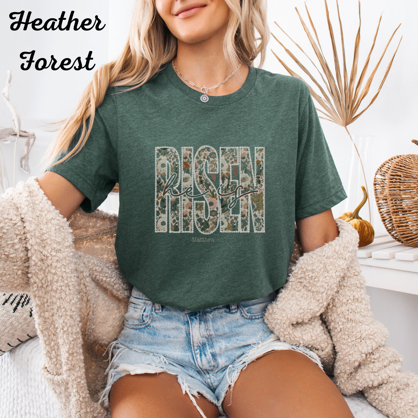 Risen Easter T‑Shirt for Women | Christian Easter Tee | Faith Based Graphic Shirt | He Is Risen Top | Resurrection Sunday Gift
