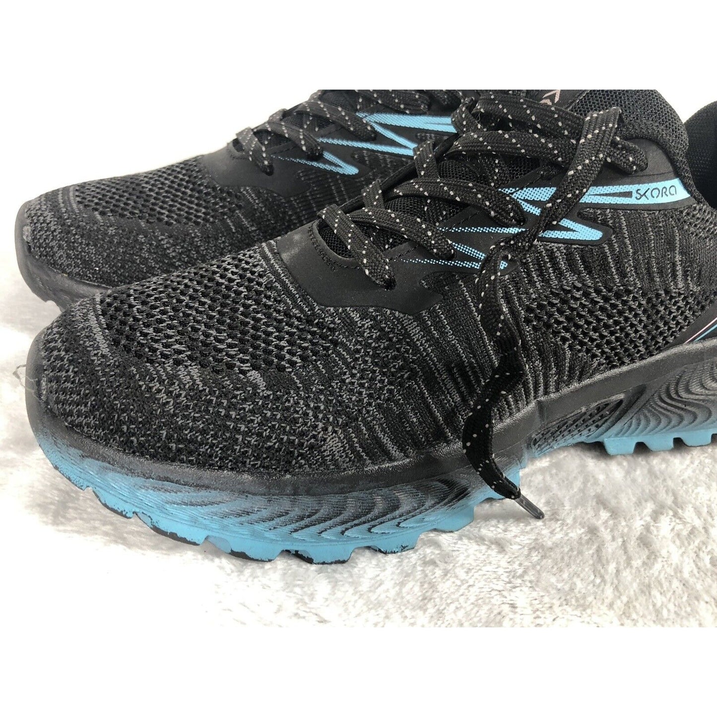 Skora Fit Running Shoes Woman's Black/Blue Lace-Up Training 8
