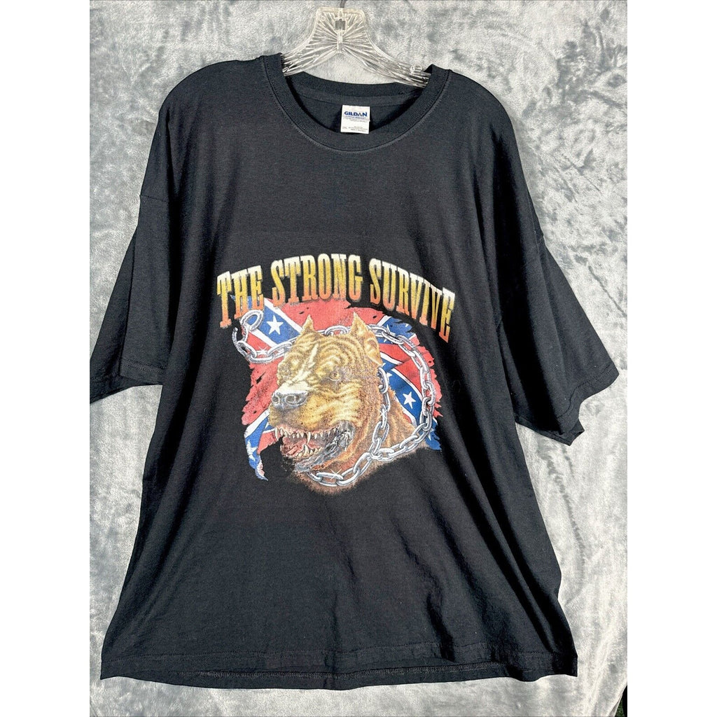 Glidden Men’s Dry Blend T-Shirt “The Strong Survive” Pit Bull American Shirt XXL