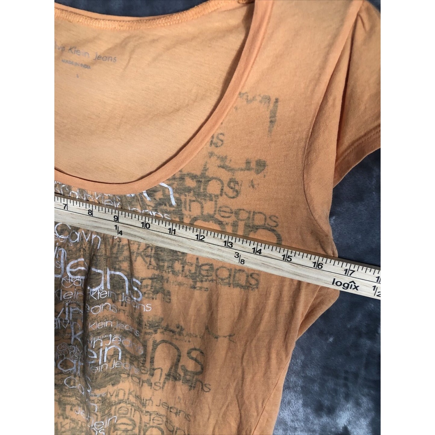Women’s Calvin Klein Jeans Shirt Orange And Silver Size Adult Small
