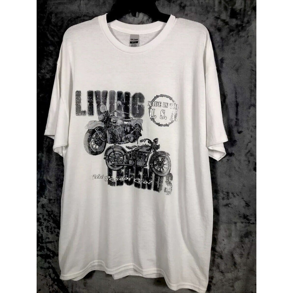 Men’s White T-Shirt Old School Living Legends Shirt Size Adult  XLarge