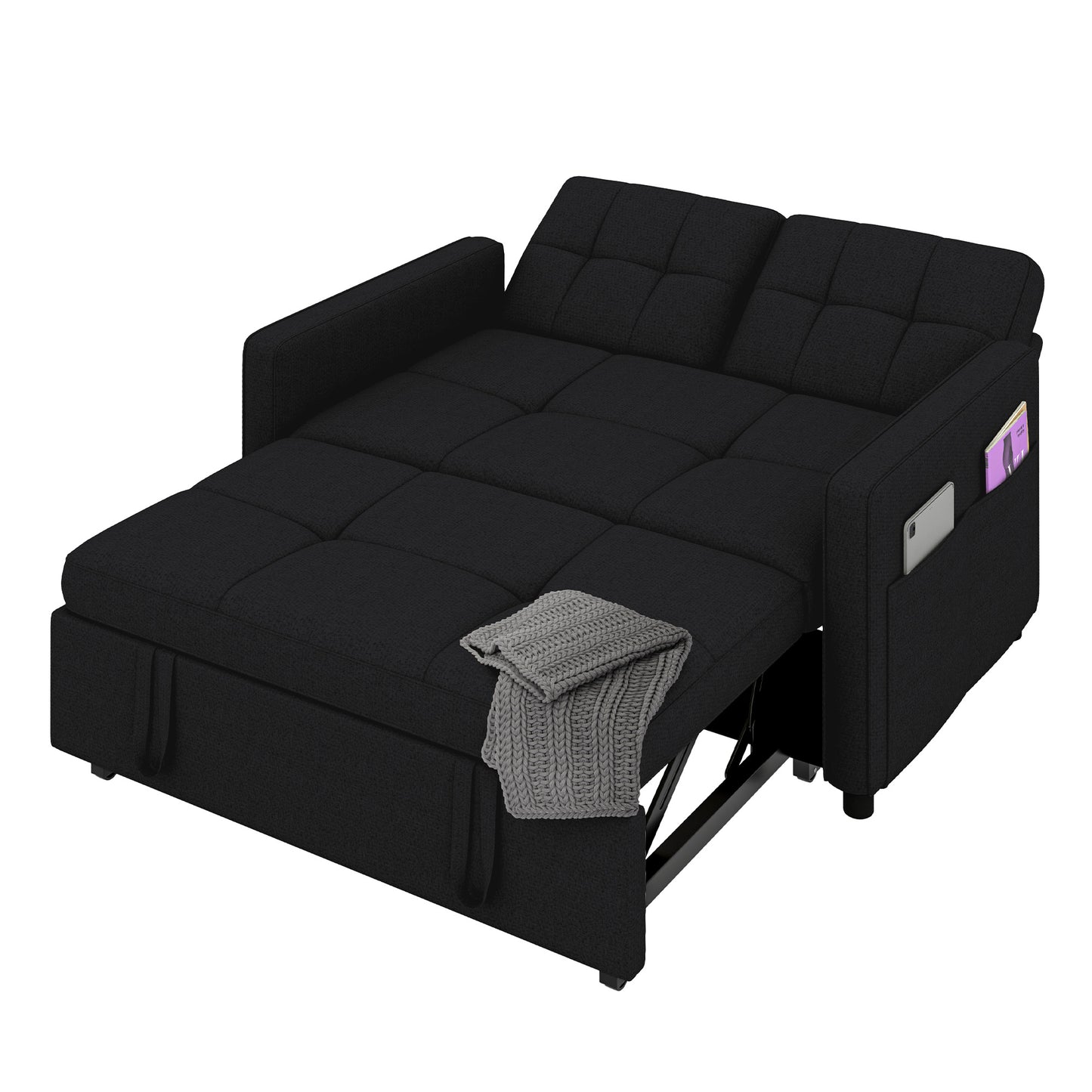 3 in 1 Convertible Sofa Bed 55 inch Sleeper Sofa Linen Loveseat Futon Couch