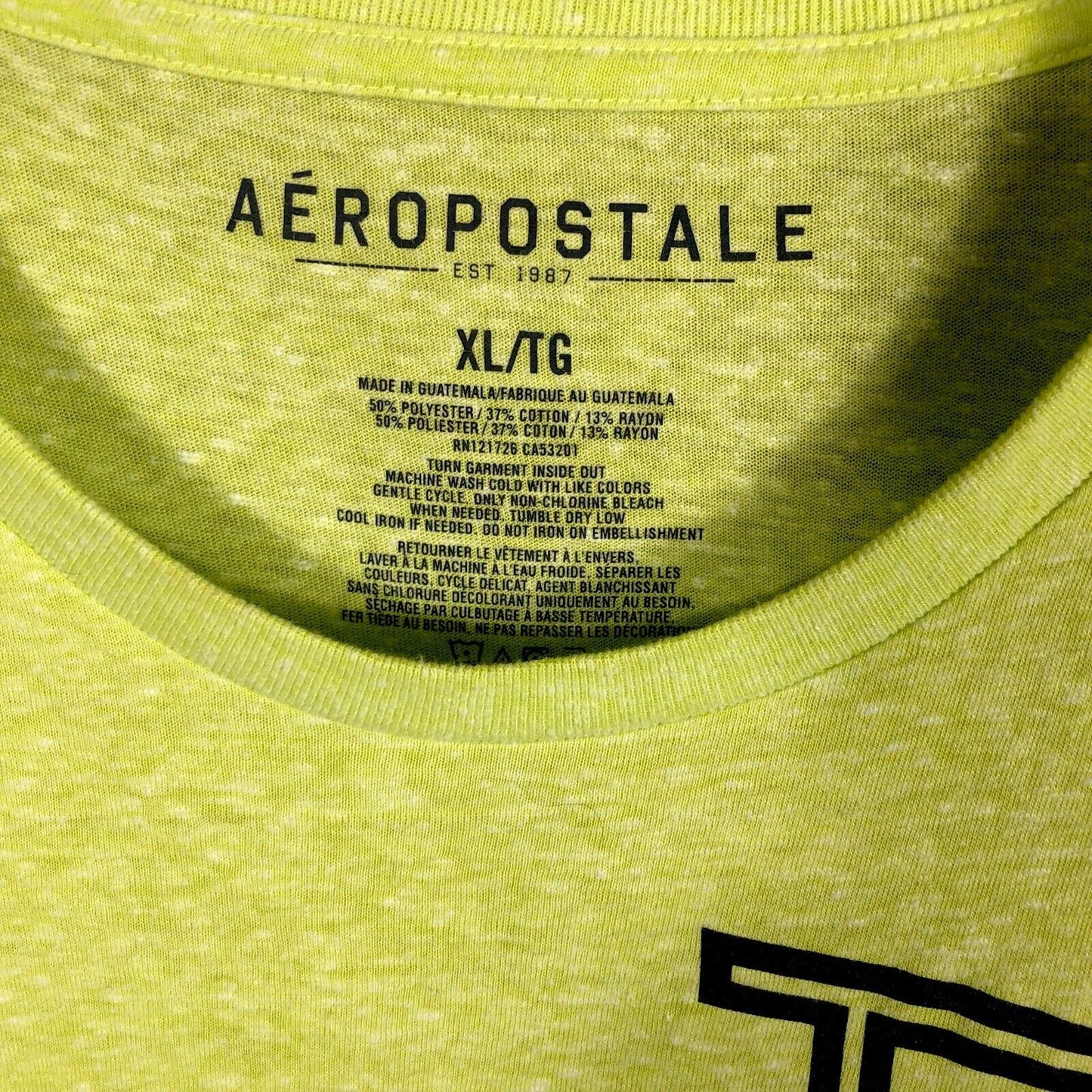 AéRopostale Men’s T Shirt Extra-Large Yellow/Black Shirt