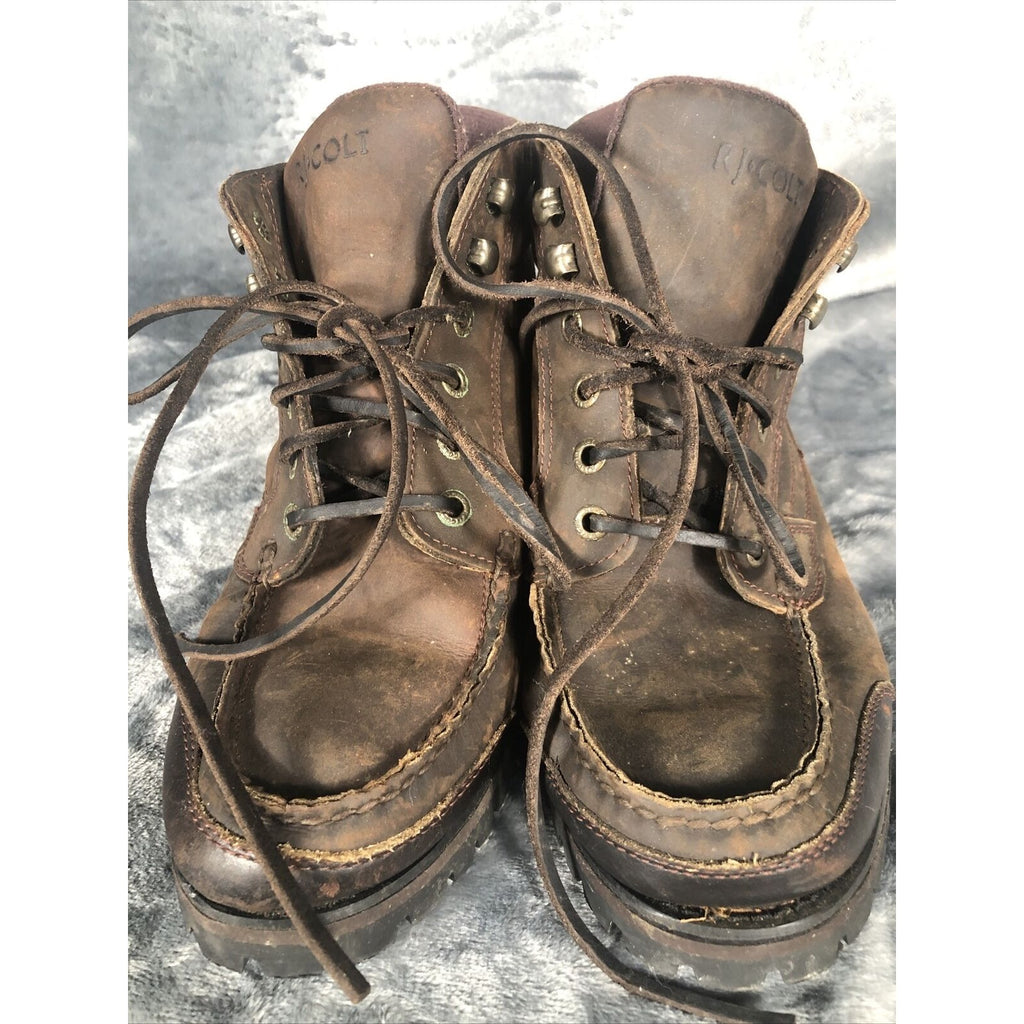 VINTAGE 90s Men 9 RJ COLT NOMAD LACE BOOT CASUAL BROWN LEATHER CHEYENNE 27002