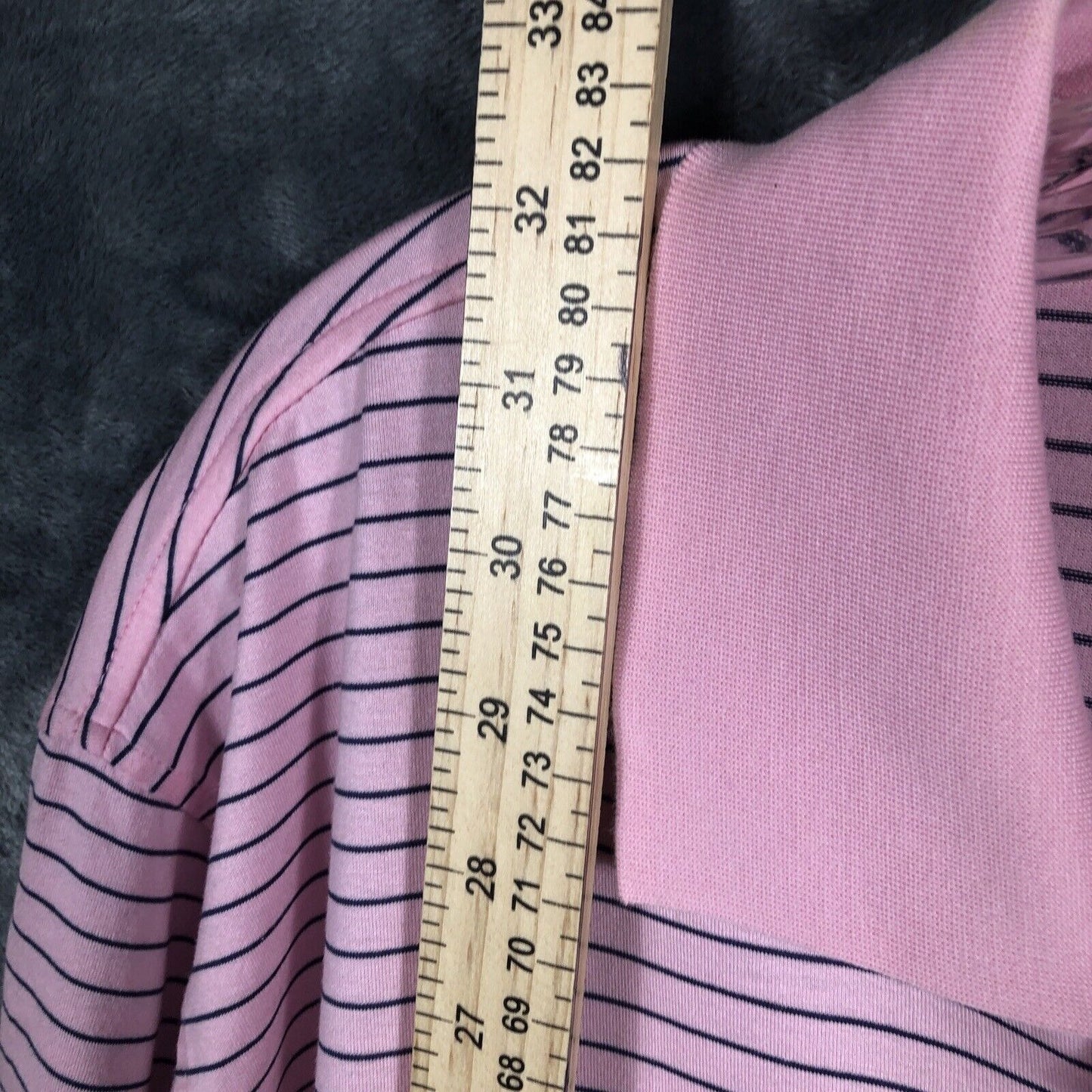 Peter Millar Polo Golf Shirt Pink Stripped ￼Extra-Large River Hills Logo