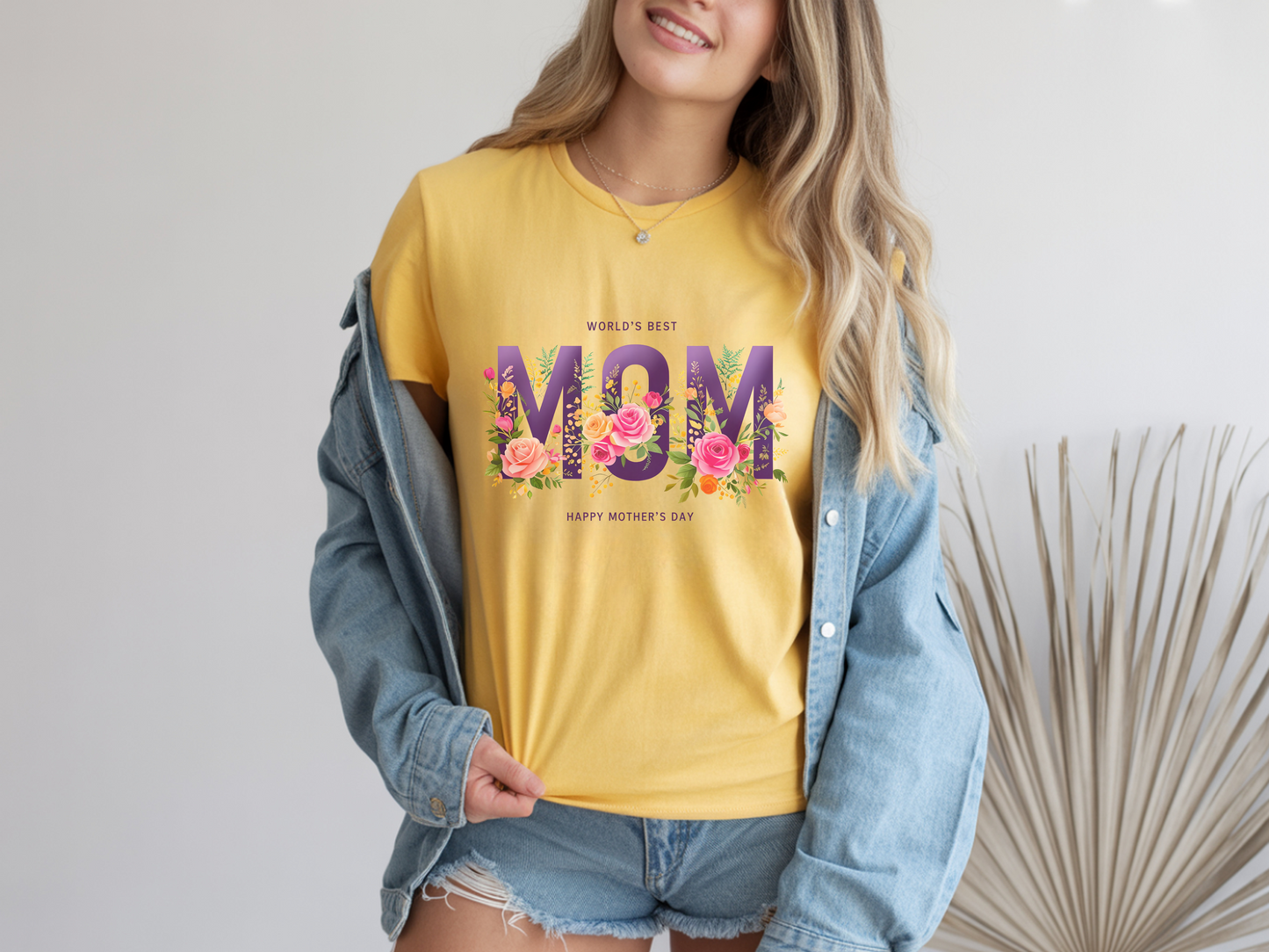 Mother's Day T-Shirt, World's Best Mom Tee, Floral Graphic Shirt, Gift for Mom, Gildan Cotton Shirt, Customized Mother's Day Gift