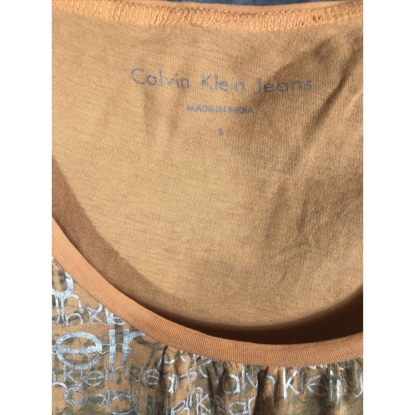 Women’s Calvin Klein Jeans Shirt Orange And Silver Size Adult Small