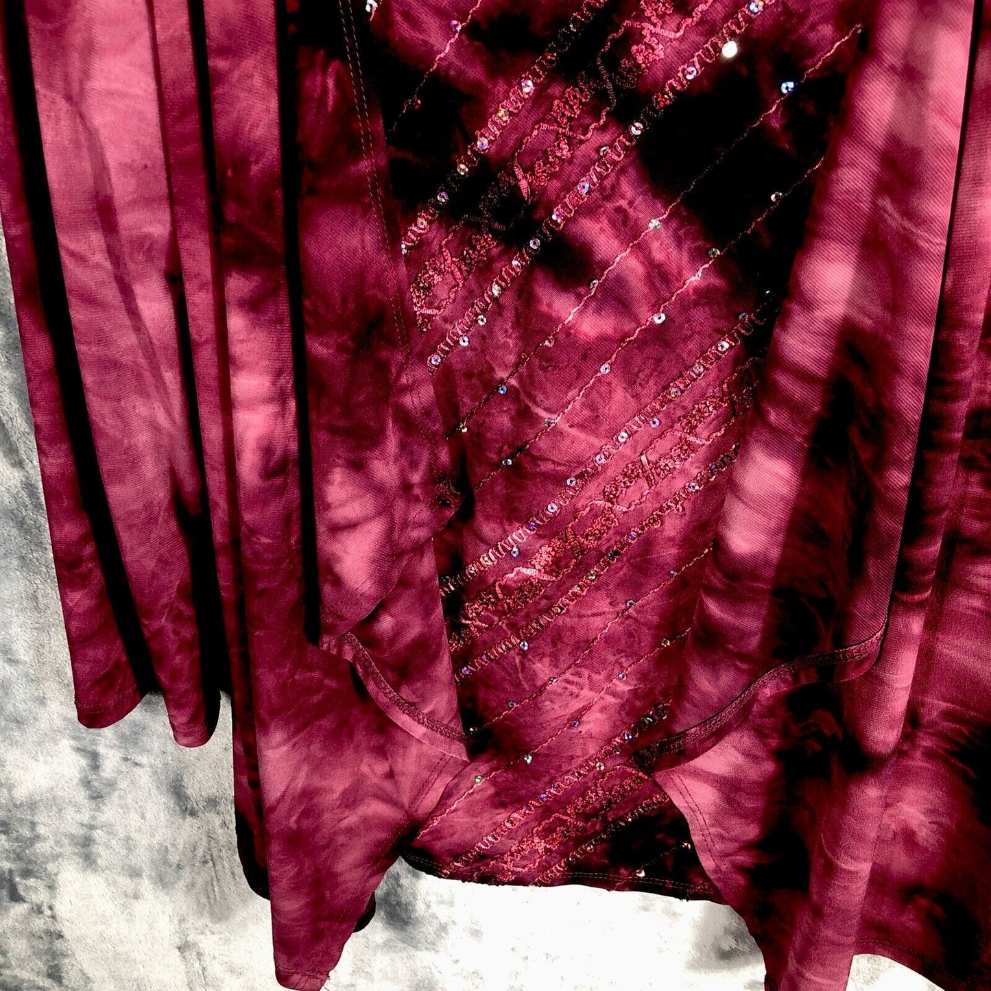 Kim Rogers Top Women’s Petite Small  Burgundy Sequined Shirt