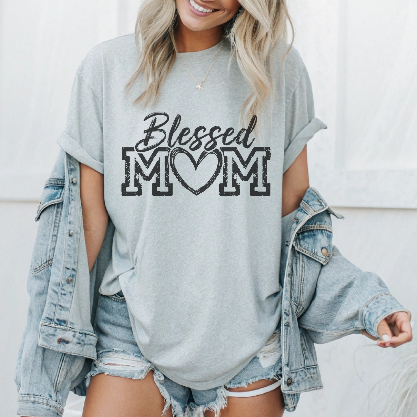 Blessed Mom Shirt, Mother's Day Gift, Women Mom Tee, Cute Casual Wear, Heart Design Top, Gift for Her, Mom Life Shirt, Casual Outfit