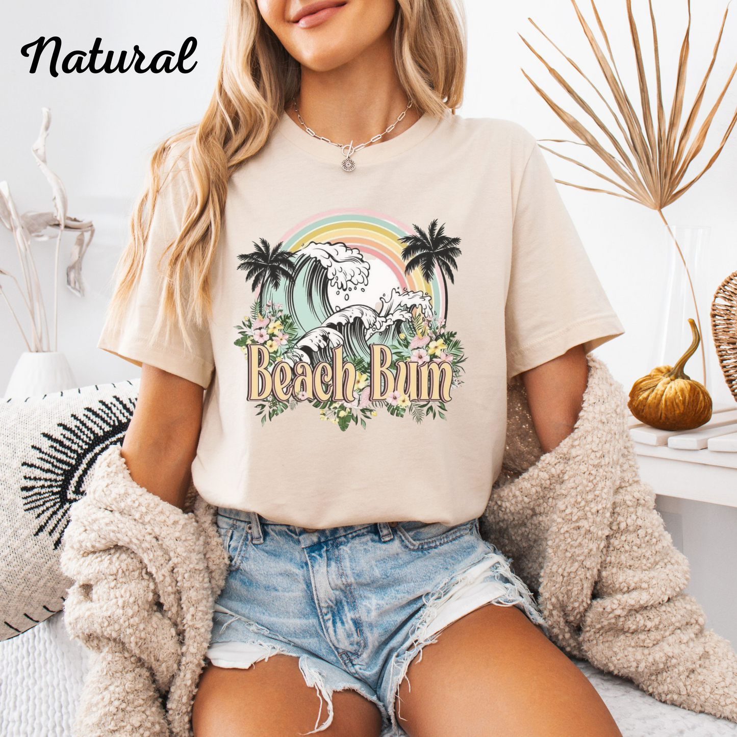 Beach Bum Summer Vibes T‑Shirt, Coastal Graphic Tee, Vacation Shirt