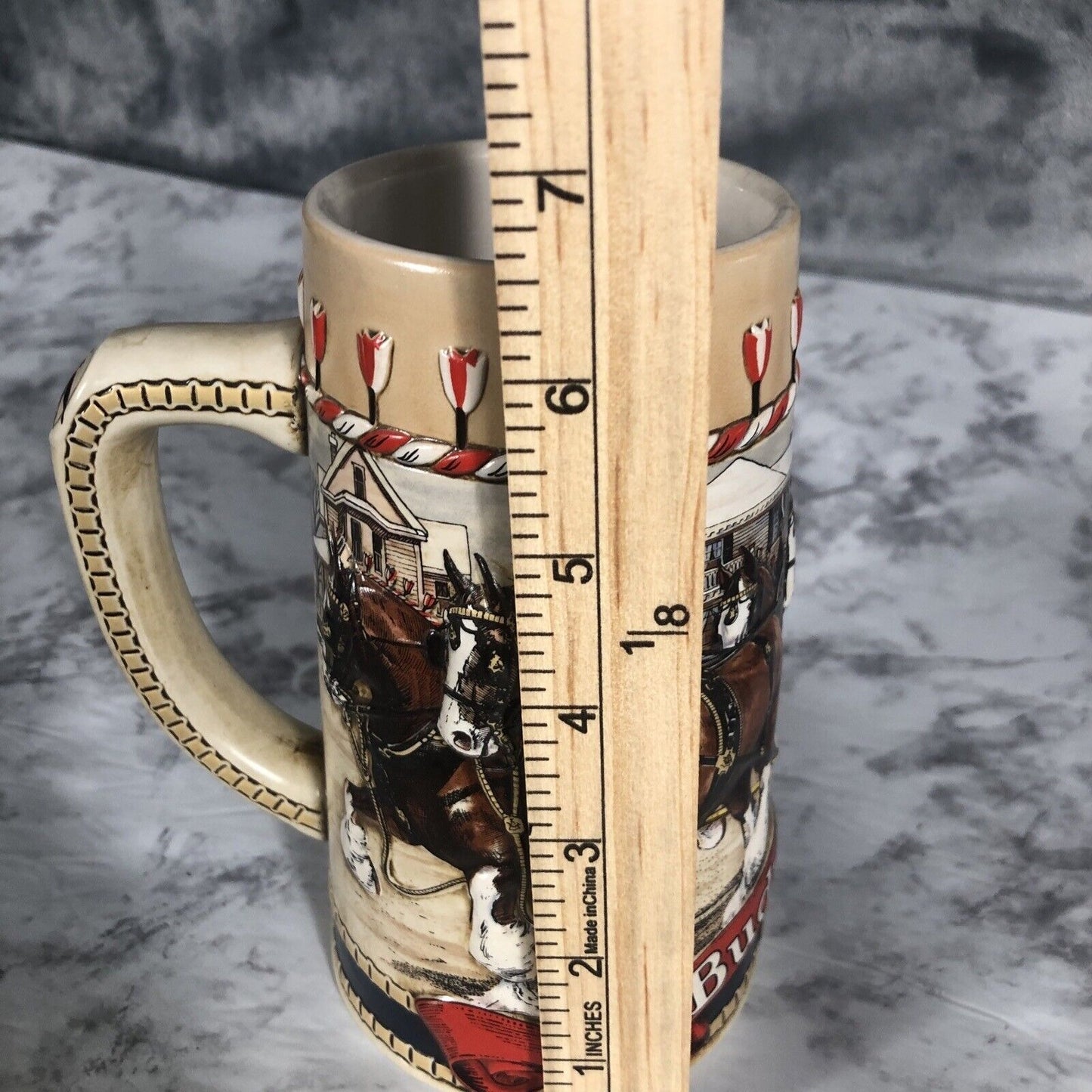 Anheuser-Busch Budweiser Clydesdale Holiday Ceramic Beer Stein 1986 "B" Series